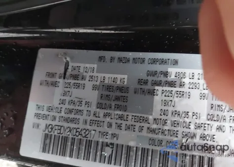 2019 Mazda Cx-5 Grand Touring Reserve from USA, damaged, VIN JM3KFBDY2K0543217